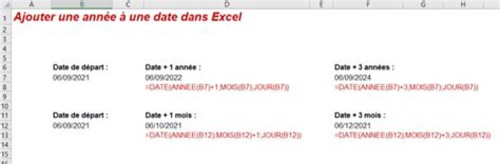 Ajouter une année à une date Excel : formule + astuce