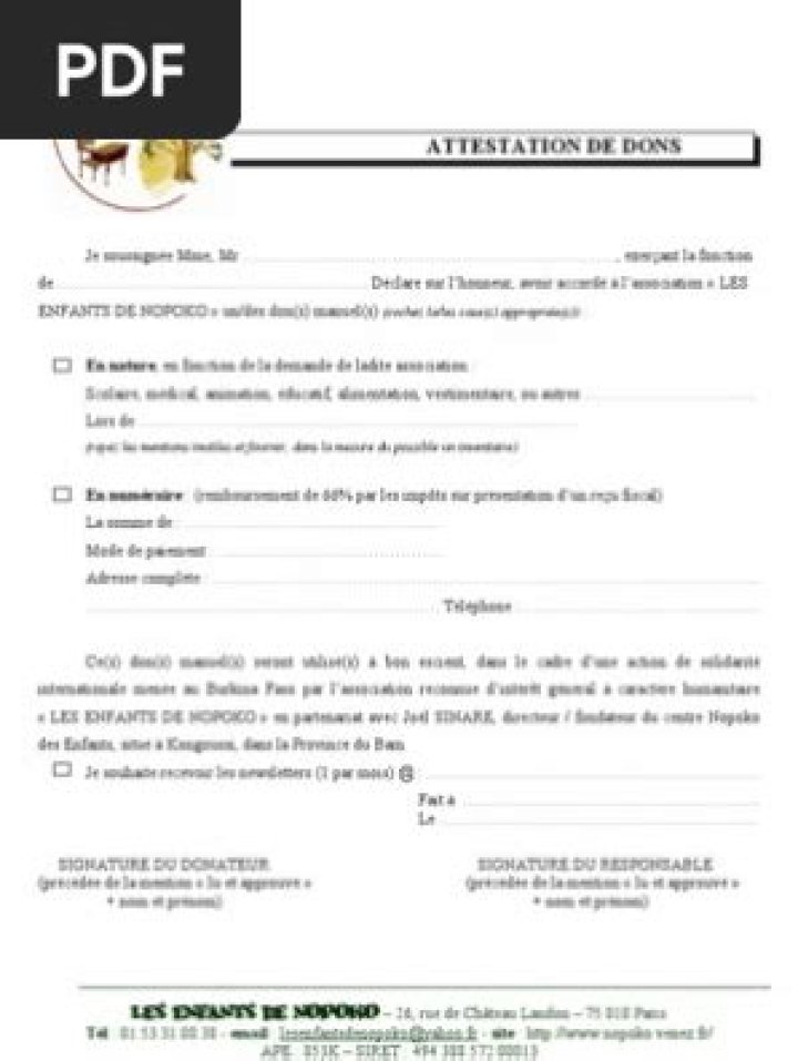 Modèle attestation de don manuel Word (obligatoire)