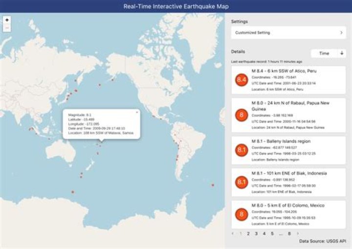Real-Time Interactive Earthquake Map